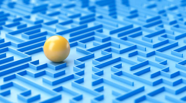Yellow ball in blue maze