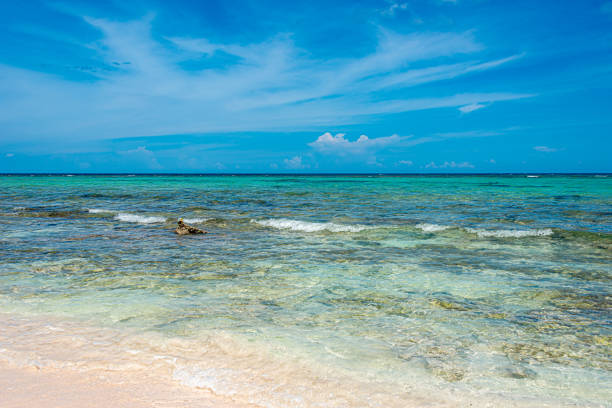 View of Xcacel beach in Chemuyil, Mexico