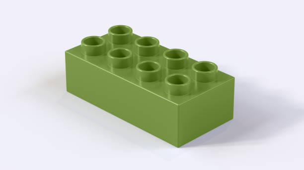istock Olive Green Plastic Toy Block on a White Background. 2165611479