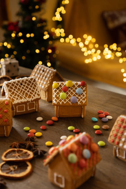 istock A Christmas decoration with small gingerbread houses 2165612424