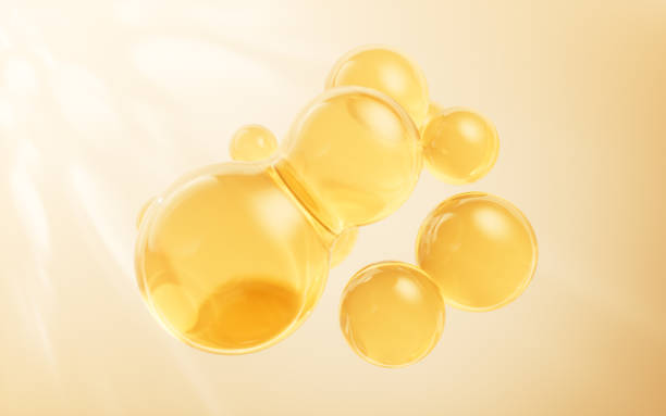 istock Golden liquid oil bubble background, 3d rendering. 2165615260