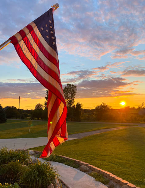 American Flag in the Sunset