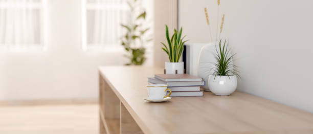 istock A wooden hallway sideboard or cabinet in a bright minimal interior room. a side view image 2165623941