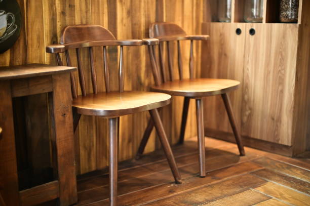 istock Wooden Dining Chairs in Morning Cafe 2165624829