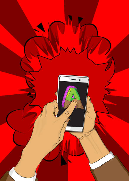 istock Cartoon Smartphone, comic book Telephone with Letter A. Retro vector comics pop art design. 2165627008