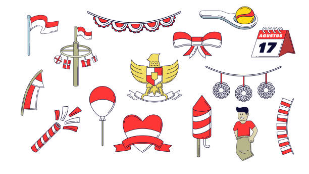 indonezja obchody dnia niepodległości ilustracja - kultura indonezyjska obrazy stock illustrations