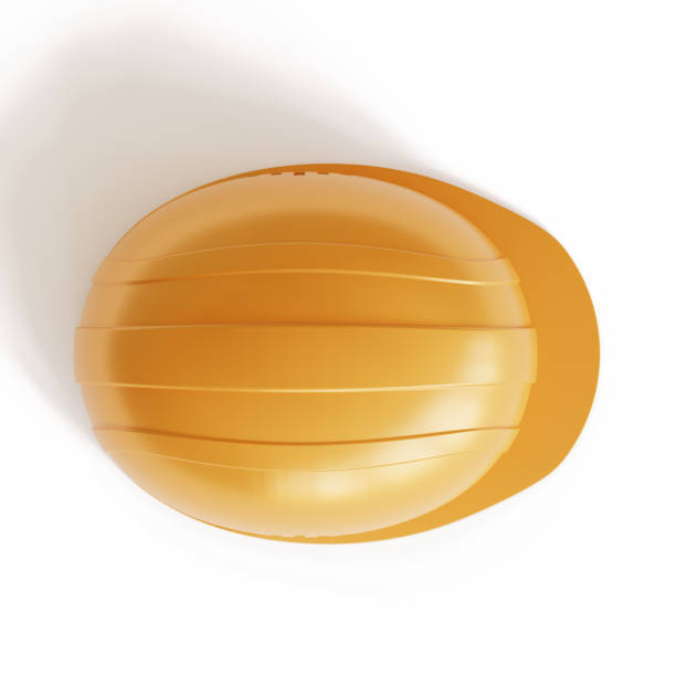 Yellow construction helmet isolated on white background. Top view. 3d-rendering