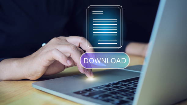 Businessman using laptop to downloading data or documents to computer files. backup cyber security system. Businessman using laptop to downloading data or documents to computer files. backup cyber security system. pdf ai stock pictures, royalty-free photos & images