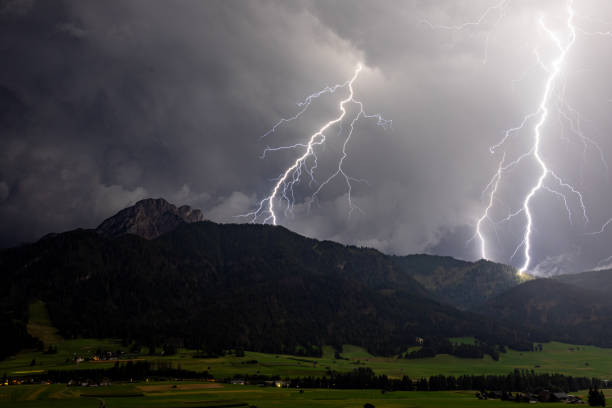 istock Llghtning during a storm on Dolomites mountains 2165634841