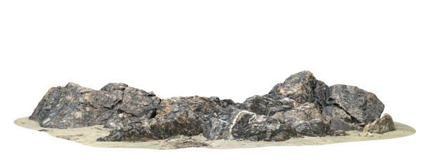 istock Cutout realistic rock on beaches floor ground isolated white backgrounds 3d illustration 2165635289