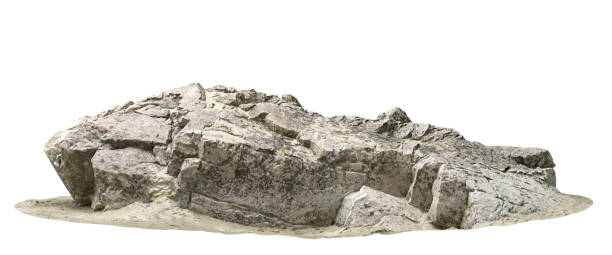 istock Realistic rock mountains shapes landscape cutout white backgrounds 3d rendering 2165635296