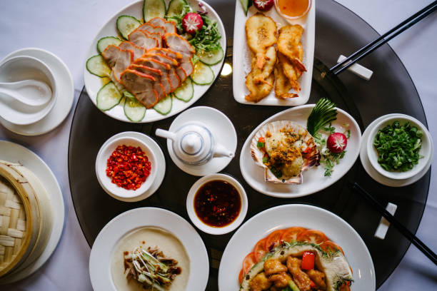 istock Exquisite Chinese Seafood Platter with Assorted Sauces 2165638638
