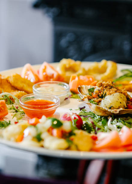 istock Exquisite Chinese Seafood Platter with Assorted Sauces 2165638751
