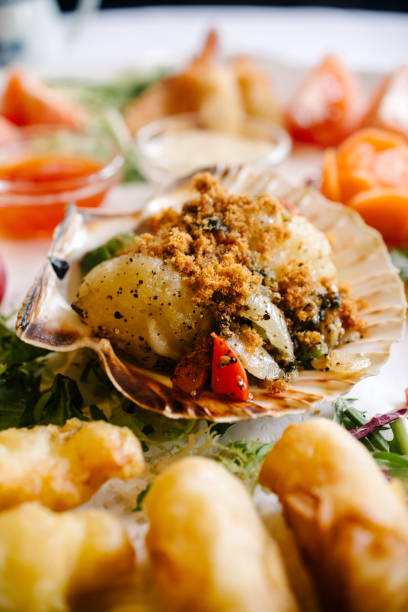 istock Exquisite Chinese Seafood Platter with Assorted Sauces 2165638785