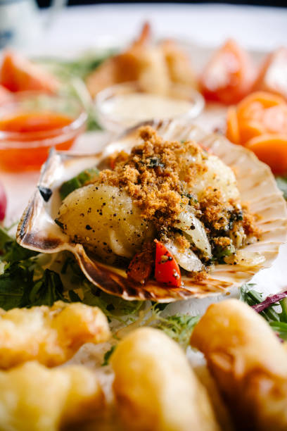 istock Exquisite Chinese Seafood Platter with Assorted Sauces 2165638794