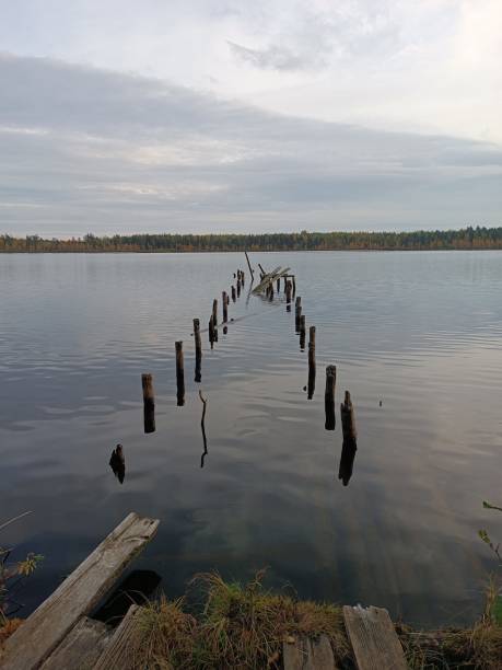 istock Broken Down Wooden Bridge Over Water 2165640319