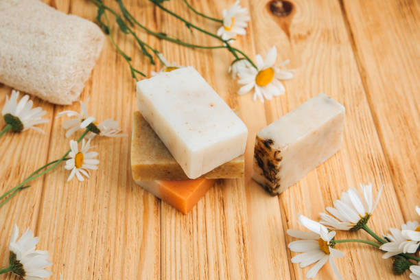 istock Handmade soap from natural ingredients, various herbs, chamomile. Concept of sustainable use, bath products 2165647616