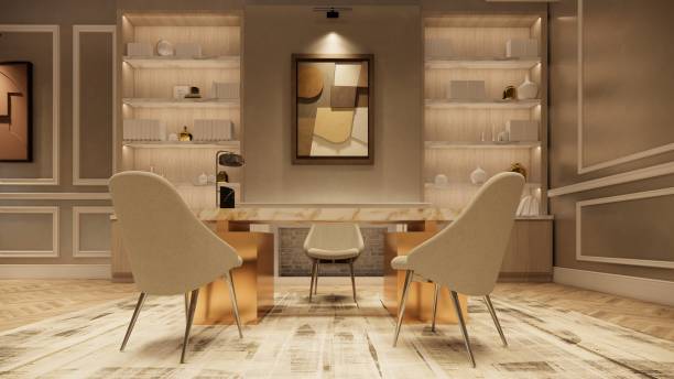 istock Interior Empty Luxury house open space .Living room and pantry kitchen. duplex space interior .3D Rendering . 2165667515