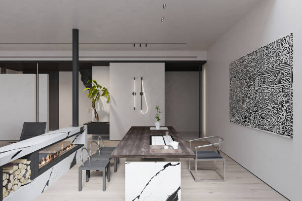 istock modern office boss room with snacks table and seating chairs 2165670492