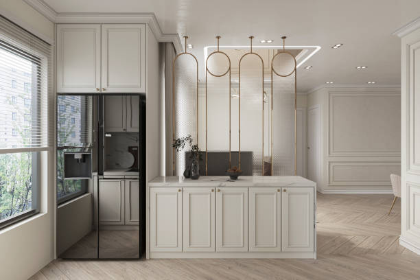 istock luxury white tabletop in a luxury white kitchen room interior in minimalist style 2165671669