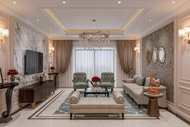 istock Elegant living room interior with a statement and traditional style 2165671820