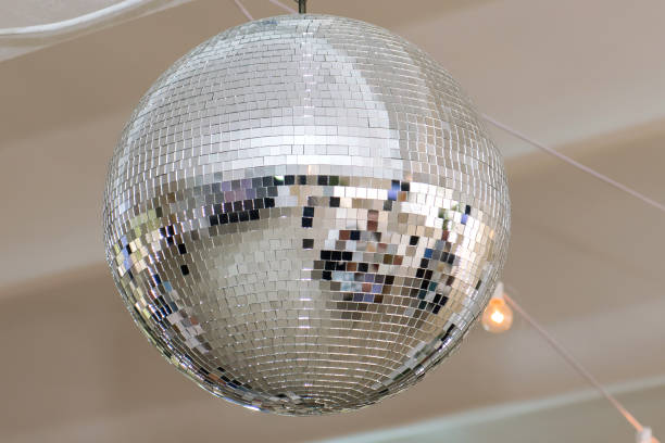 istock The disco ball is a silver mirror rotating on the dance floor. 2165673391