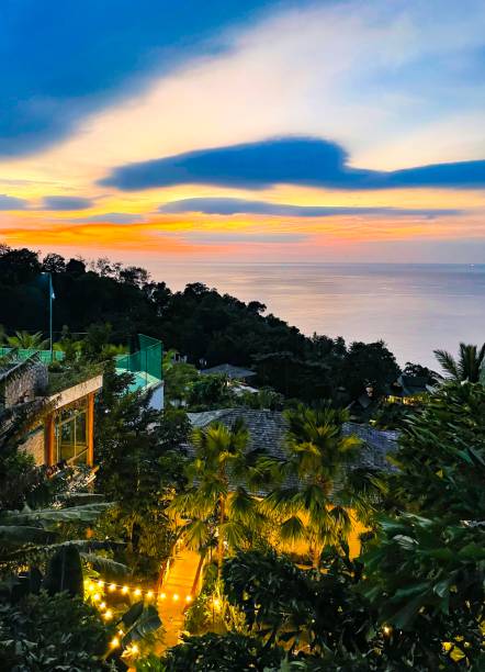 istock Scenic Tropical Ocean View at Sunset and Twilight 2165674216