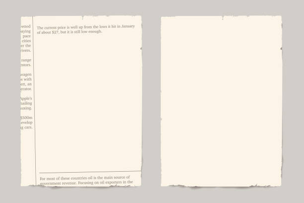 istock Vertical pieces of torn newspaper with shadow on transparent  background. Easy editable. 2165679711