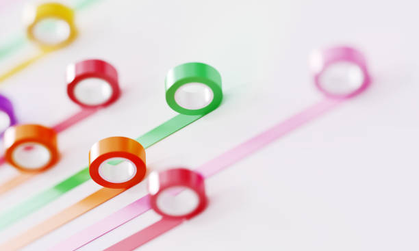 istock Data Visualization Concept - Bar Graph Made Of Colorful Duct Tapes On White Background 2165679879