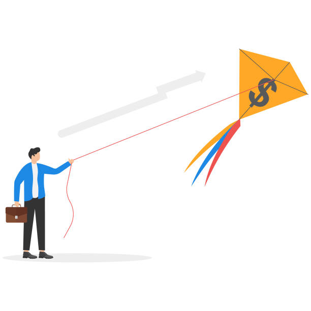 istock a man in a business suit launches a kite, 2165682431