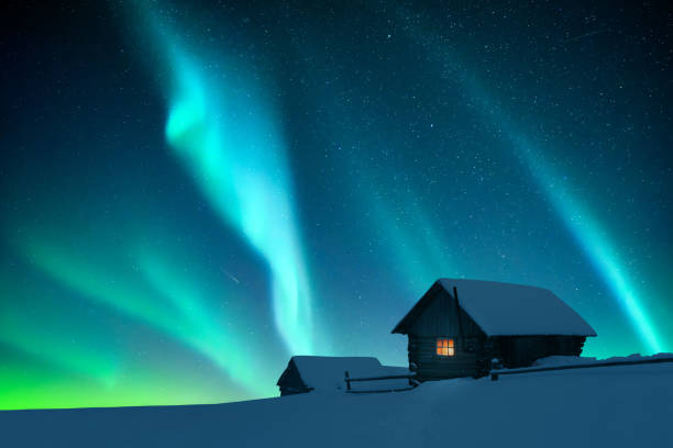 istock Fantastic landscape with northen light 2165697504