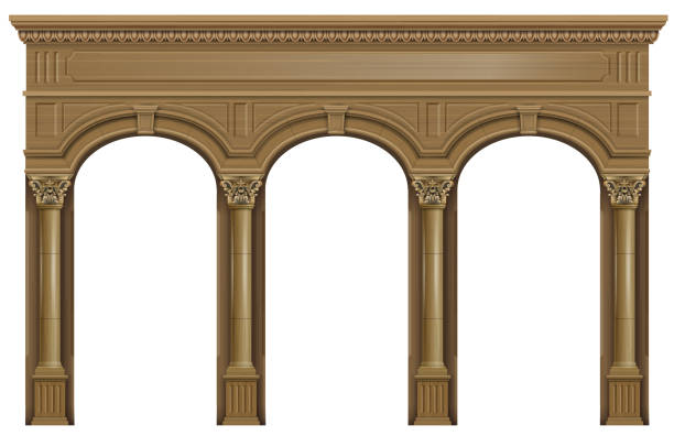 istock Wooden arch of portal door with columns 2165700629