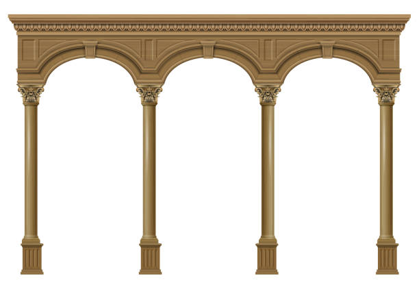 istock Wooden arch of portal door with columns 2165700668