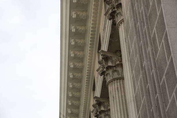 Columns on the facade of the historic building