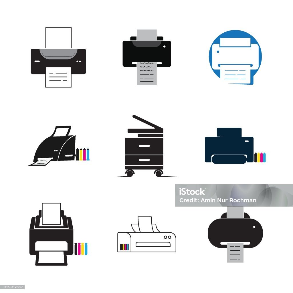 Printer Computer Logo Printer Logo Vector Stock Illustration - Download Image Now - Abstract ...