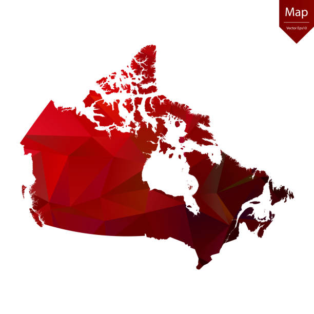 Map of Canada - Red Geometric Rumpled Triangular , Polygonal Design For Your . Map of Canada - Red Geometric Rumpled Triangular , Polygonal Design For Your . Vector illustration eps 10. canada stock illustrations