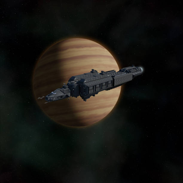 istock Starship Passing a Gas Giant Alien Planet 2165722521