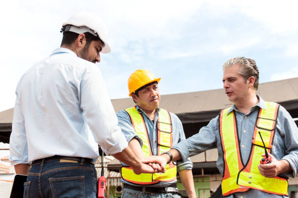 istock Team of engineers are working together at construction. 2165724647