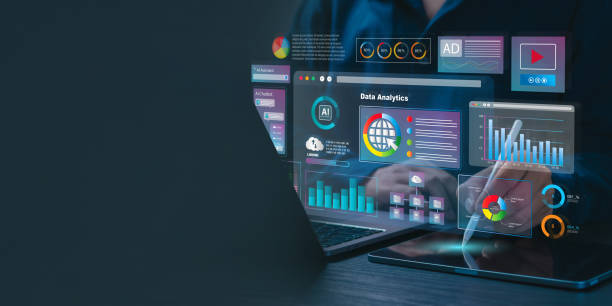 istock Data analytics automated with AI technology. Businessman use laptop and dashboard for Automating Data Management Analytics and Business Reports with KPIs. Database. Sales. Marketing. AI chat bot. 2165727228