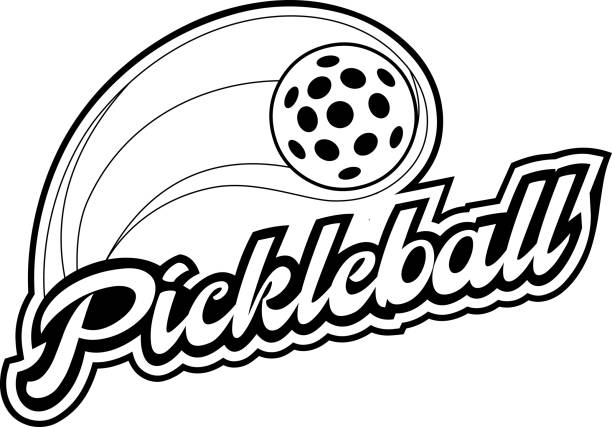 černý pickleball grafický design loga - klubový-fotbal stock ilustrace