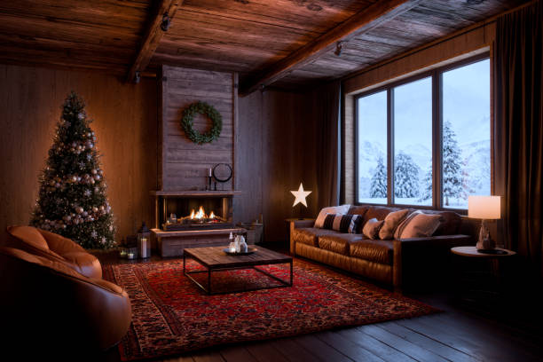New Year Celebration At Cozy Winter Cabin