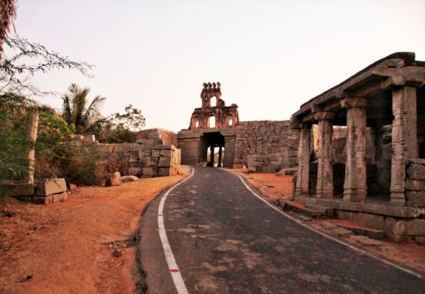Stone chariot, the antique stone art at Vijaya Vitthala Temple, Hampi, Karnataka, India, Asia.