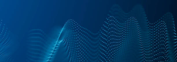 Digital landscape with dots and lines. Cyberspace grid. Background concept for your design. 3d
