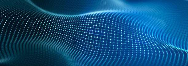 istock Futuristic wave with many dots. Abstract motion background of colored dots. Technology or science. 3d 2165745041