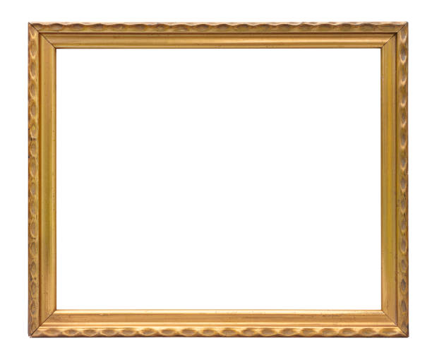 istock Golden antique glossy vintage picture frame on white 2165745493
