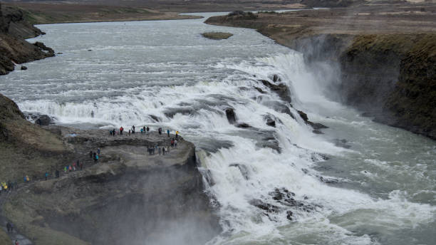 istock panoramic view across the large waterfall Gullfoss, Iceland 2165746140