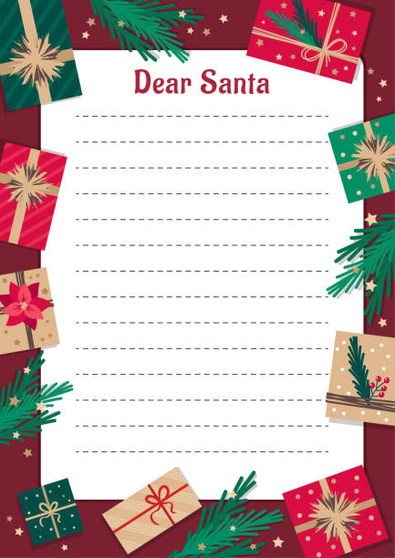 istock Christmas letter to Santa Claus template with holiday elements.  Vector illustration. 2165754239