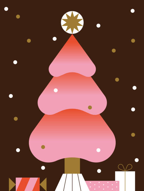 3 vector christmas tree cards with editable text vector art illustration