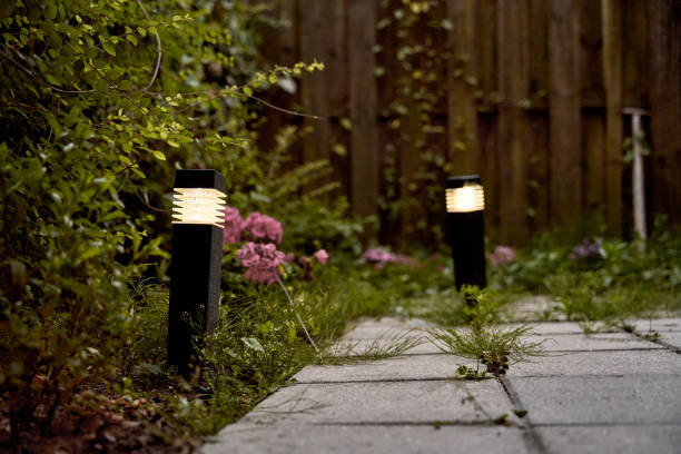 istock Solar garden lamp in backyard 2165765309