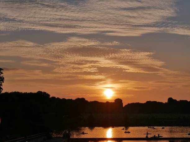 Sundown over the lake in Hamburger Stadtpark